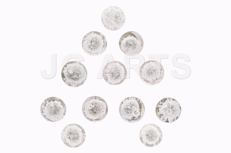 JGARTS Round Glass Dresser Drawer, Door, Cabinet Knob Brushed Nickel Hardware - - Pack of 12 (Clear)