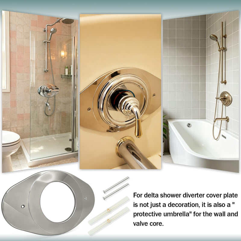 RP29827 One Hole Remodel Cover Plate for Moen and Delta Bathtub and Shower Valves, Renovation Shower Valves Cover Plate Replace 2 Handle or 3 Handle Shower - 2 Pack