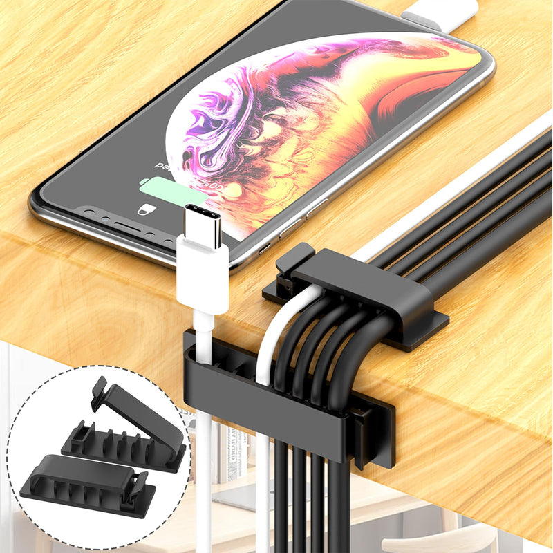 ELII 327 PCS Cable Management Kit 4 Cable Cable Sleeves,65 Cable Clips with 13Cord Holders,25 Roll Cable Organizer Straps,200 Fastening Cable Ties,20 Cable Zip Tie Mounts for Computer (Black) Black