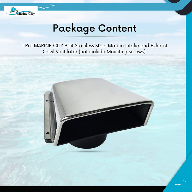 MARINE CITY Intake and Exhaust Cowl Ventilator, 304 Stainless Steel,4.21 x 4.01 inch Durable Design for Boats, Yachts, Kayaks, and Marines (Pack of 1)