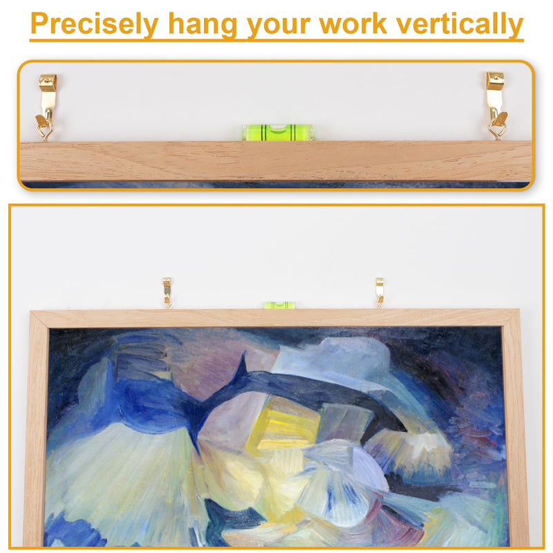 KURUI 303Pcs Picture Hanging Kit, Picture Hangers Assorted Kit With Heavy Duty Wall Hooks, Sawtooth, Picture Wire, D Rings, Hardware Nails, Eye Hooks and Picture Hanging Tool for Frame Canvas Mounting Gold