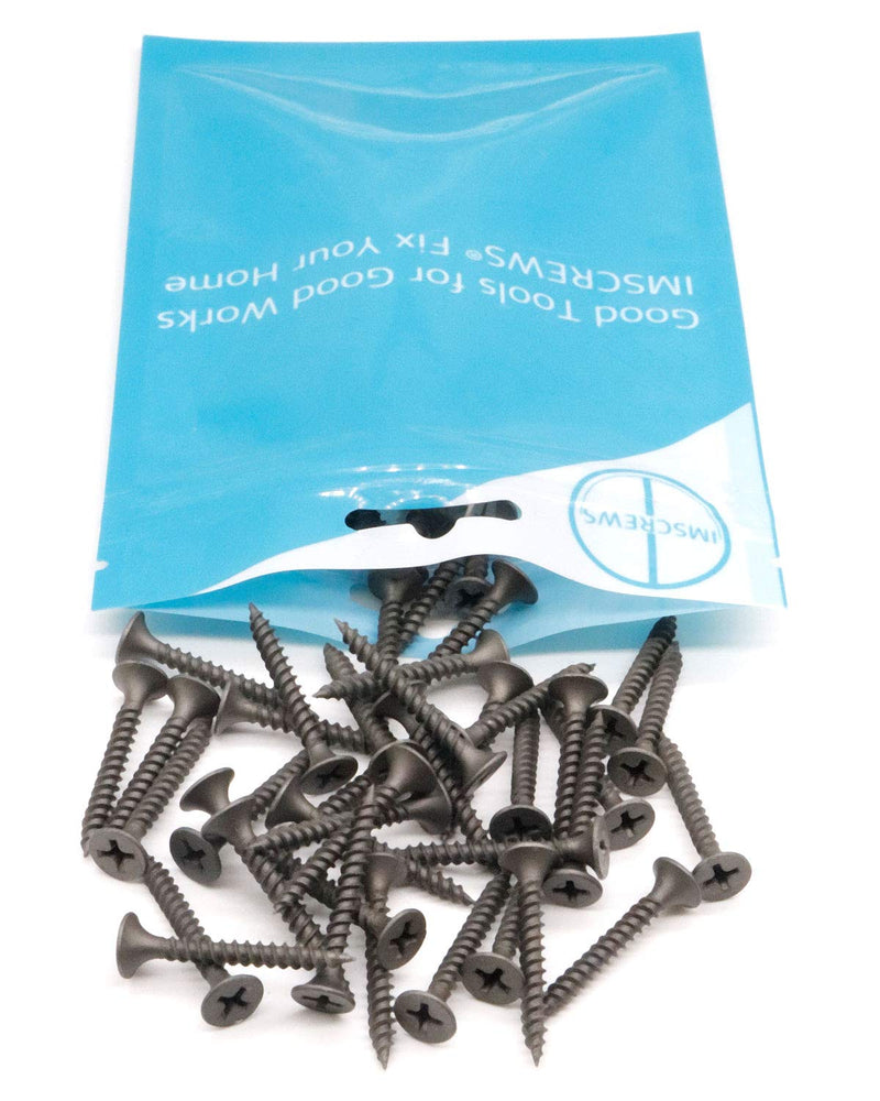 200pcs #6 x 1-1/8" (3.5 x 30mm) Flat Bugle Head Phillips Drywall Screws - Gray Phosphate Coated Self-Tapping Screws for Sheet Metal, Drywall, and Wood - Sharp Point, Fine Thread by IMScrews #6 x 1-1/8" 200