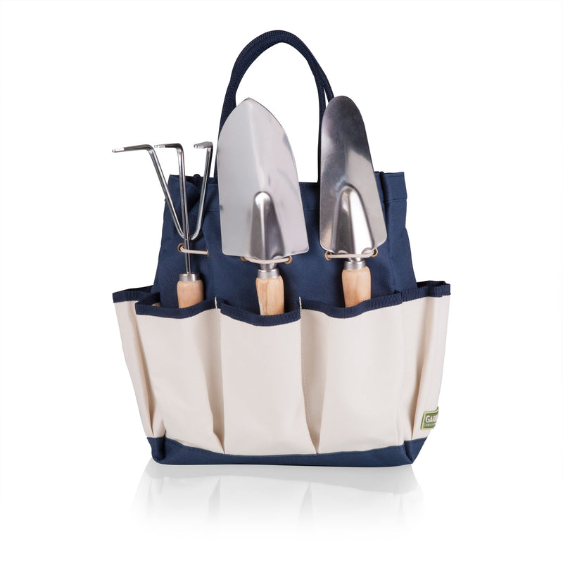 Picnic TIME Disney Mickey Mouse Garden Tote with Tool Set, Durable Garden Tool Organizer Bag with 3 Hand Tools and Exterior Pockets, Giftable Gardening Essential, (Navy Blue with Beige Accents) Disney Mickey Mouse - Navy Blue with Beige Accents