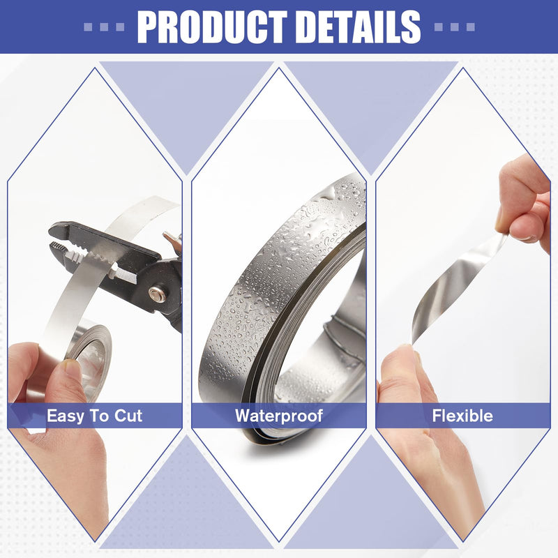 2 Pcs 1/2 Inch x 21 Feet Stainless Steel Tape Compatible with DYMO Embossing Label Maker Silver High Temperature Non Adhesive Stainless Steel Embossing Tape - NewNest Australia