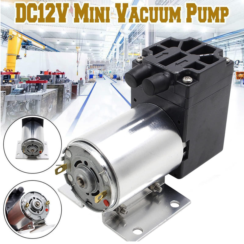 DC 12V Mini Vacuum Pump - 6W Micro Diaphragm Pump Air Compressor, Aluminum Negative Pressure Air Suction Pump for Gas Analysis Sampling Instrument