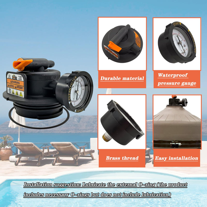 2420MAR2 Manual Air Relief Assembly, DEX2420MAR2 Air Relief Valve, Compatible with Pro-Grid DE, Swim Clear and Swim Clear Cartridge Filters with Teflon Tape and O-Ring