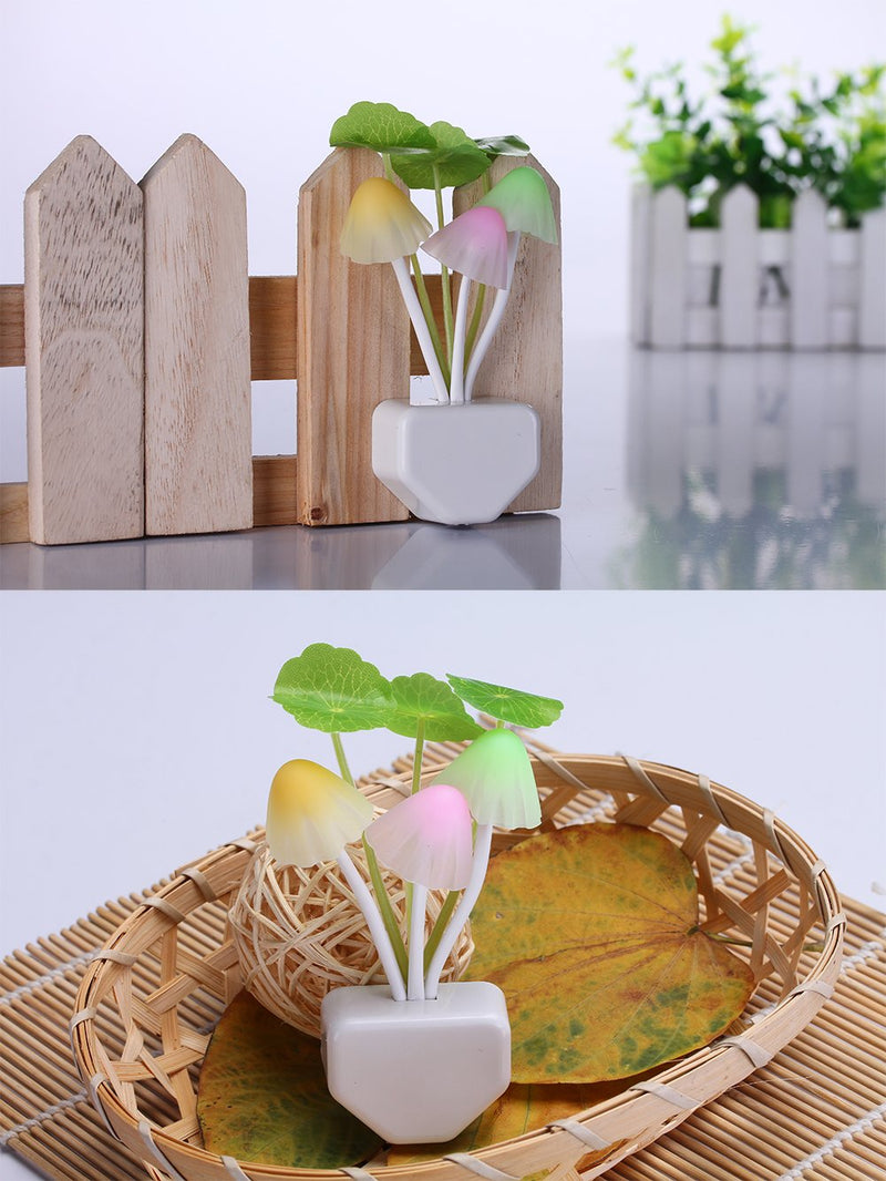 Sensor Led Night Light, Color Changing Plug-in LED Mushroom Dream Bed Lamp
