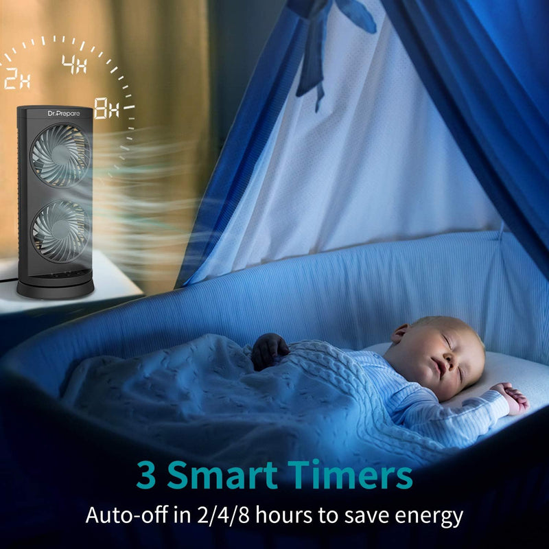 Personal Tower Cooling Fans that Blow Cold Air, Standing Small Desk Fan with 3 Speeds & Timer, 60° & 110° Oscillating Table Fan, Quiet and Safe Electric Floor Fan for Bedroom, Bedside, Home, Office 3600RPM