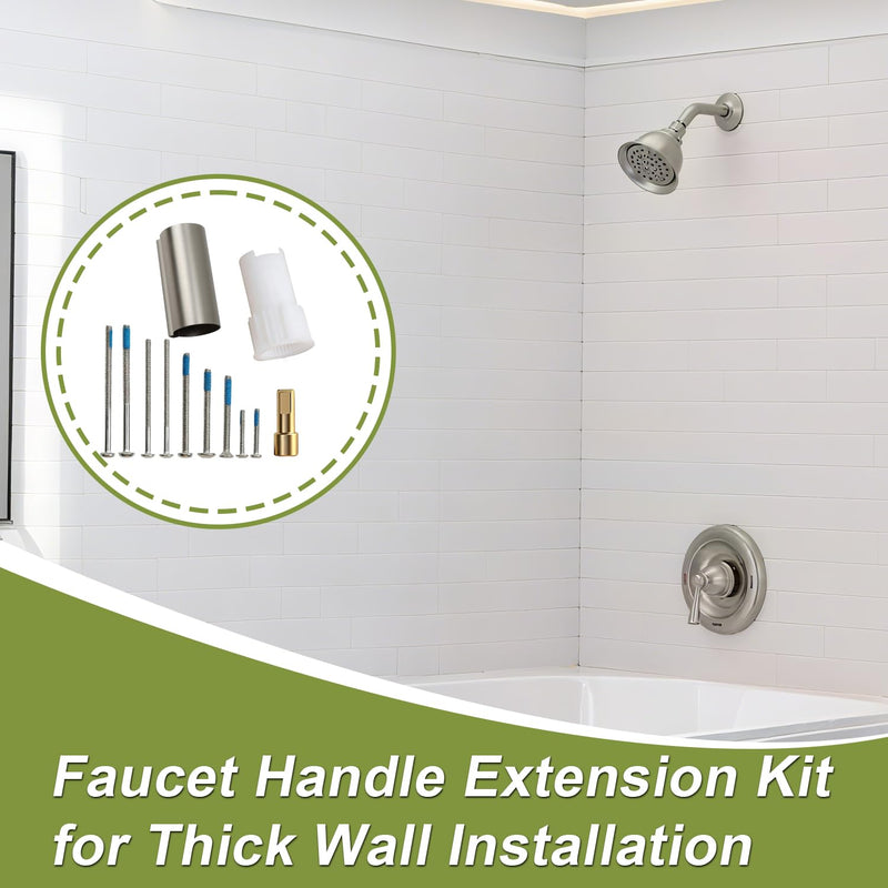 Upgraded Brass Brushed Nickel Handle Extension Kit Shower Valve Extension kit Compatible with Moen Posi-Temp Single Handle Tub and Shower Faucet Replace#: 96945BN