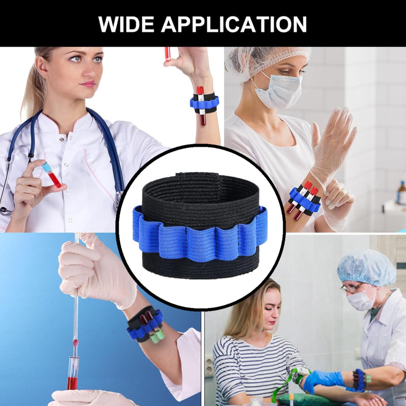 8 PCS Phlebotomy Tube Holder Wristband Professional Blood Tube Holder Wristband Set Blood Draw Tube Bracelet Strap for Phlebotomist Accessories(Blue,8 Phlebotomy Tubes)