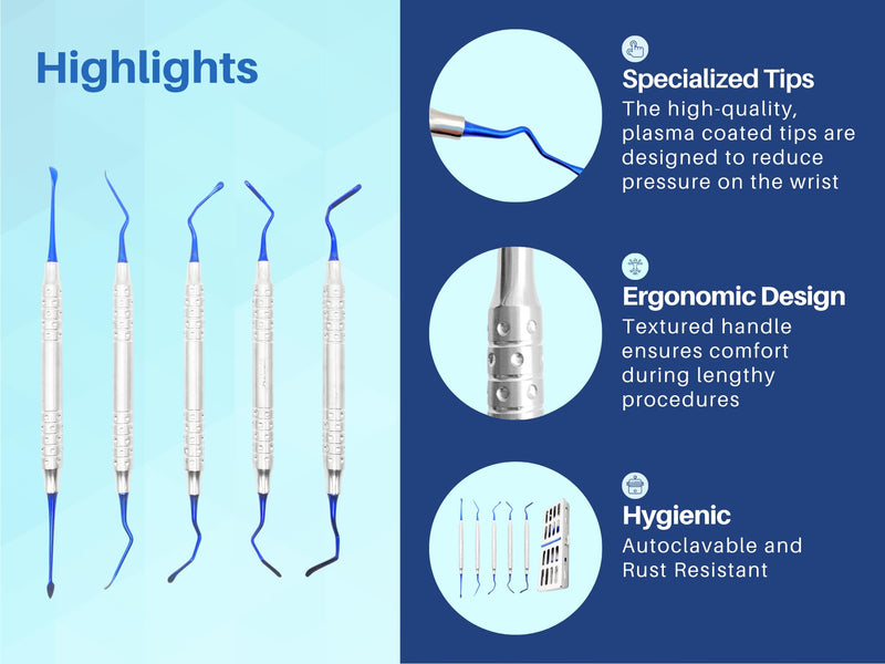 Vista Tunneling Procedure Kit in Steel Cassette (5 pcs, Blue Plasma Coating) Dental periodontologist Gum repositioning ARTMAN Brand