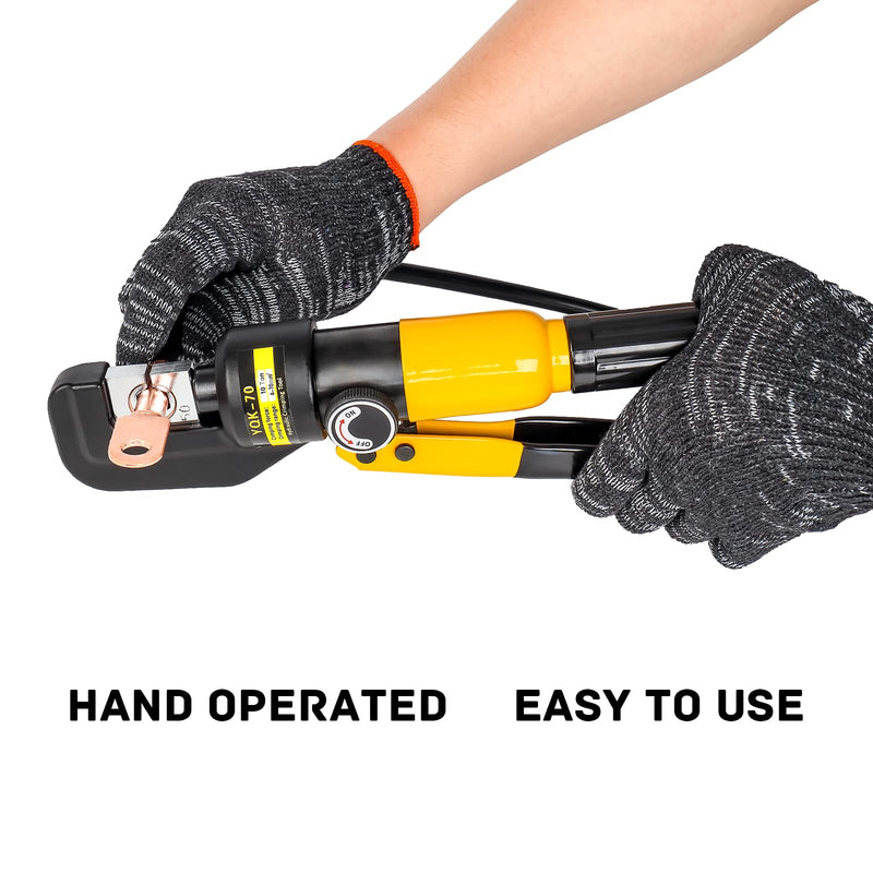YUZES Hydraulic Crimping Tool 10 Tons 12 AWG to 00 (2/0),Battery Cable Crimping Tool with 4/6/8/10/16/25/35/50/70mm² Hexagonal Crimping Mold,Hydraulic Hose Crimper for Electrical Terminal Cable Wire YQK-70