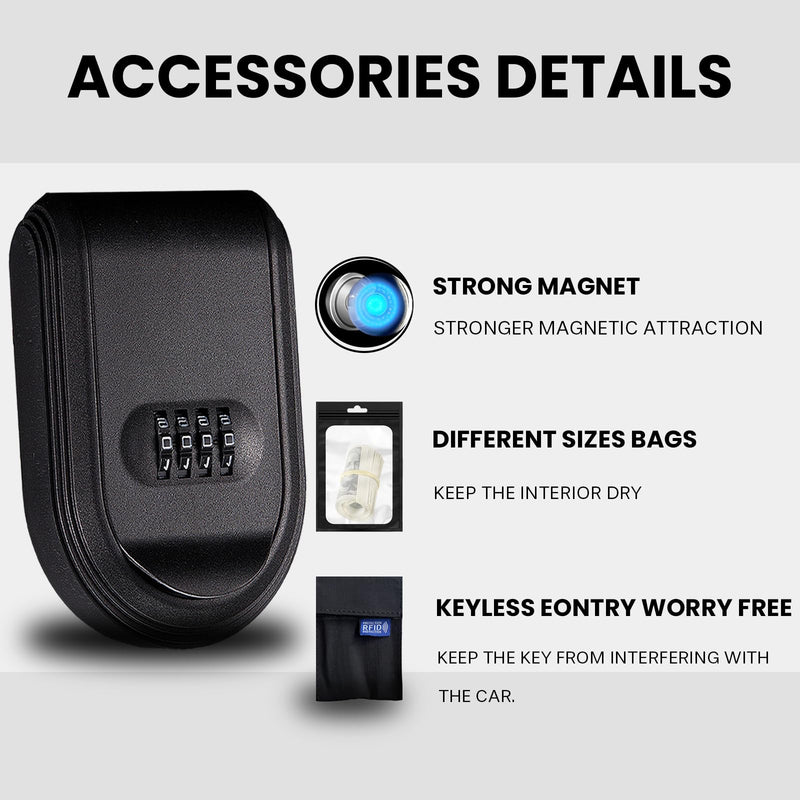 Magnetic Key Holder Under Car,Magnetic Key Box with Combination Lock, Hide Spare Key Outside,Waterproof Magnetic Key Hider Outdoor for Hiding for Vehicles Outdoor Black