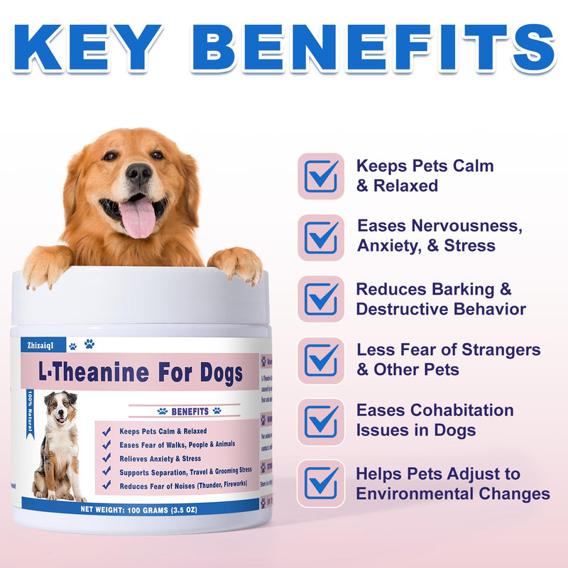 L-Theanine Supplement for Cats & Small Dogs – Helps Keep Pets Calm & Relaxed – for Small, Medium & Large Dogs & All Cats – 100g Powde