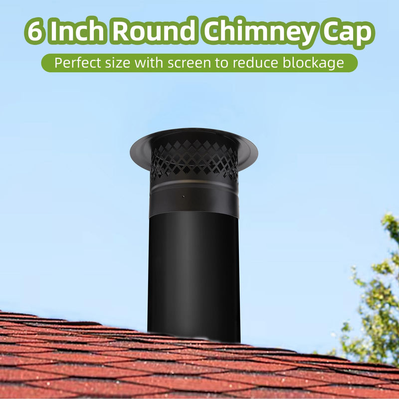 6 Inch Chimney Cap,Cone Top Chimney Cap with Screen,Wood Stove Pipe Cap 6" 6 inch Chimney Cap-Rhombic Screen Galvanized Steel
