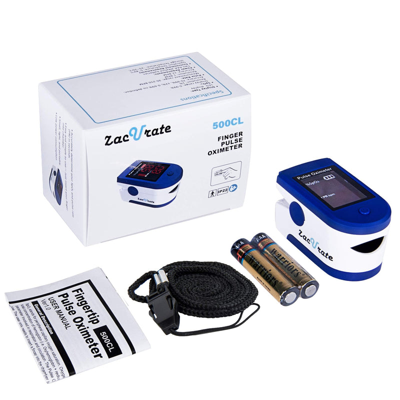 Zacurate Fingertip Pulse Oximeter Blood Oxygen Saturation Monitor with Batteries and Lanyard Included (Sapphire Blue)
