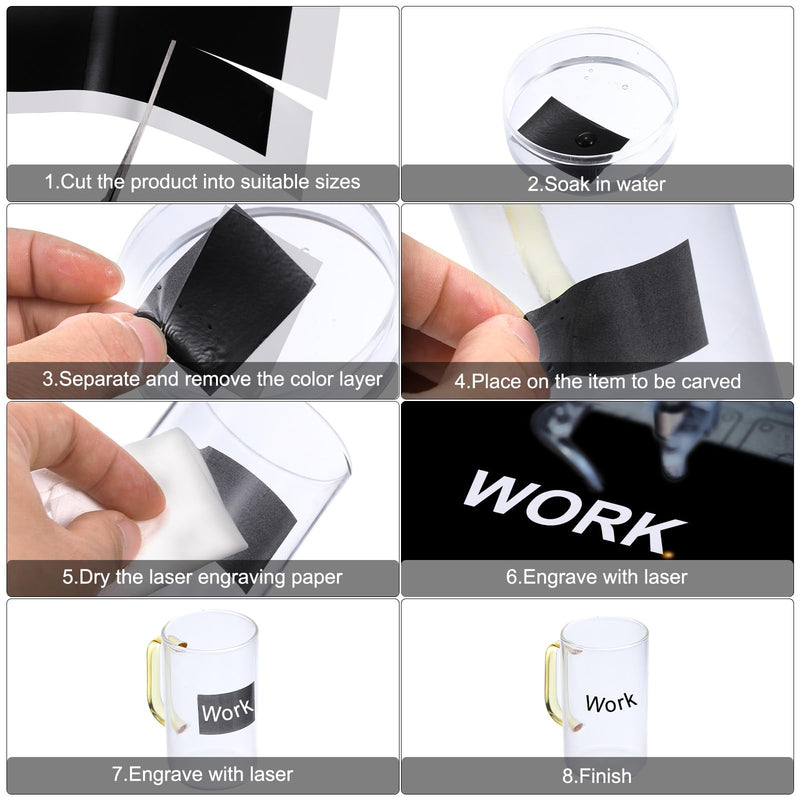 PATIKIL 15.3x10.4 Inch Laser Engraving Paper, 4 Pcs Laser Engraving Marking Color Paper for Fiber Laser Marking and Engraving on Metal Ceramics Glass, White