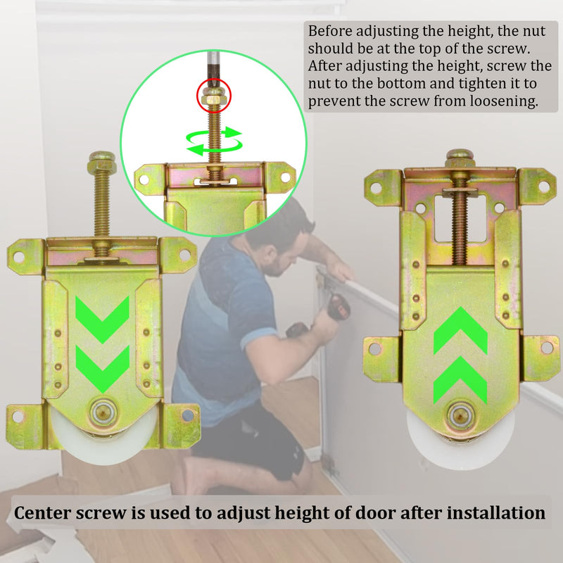 Sliding Mirror Closet Door Rollers Replacement Hardware Fits Contractors Part #W8020C Wardrobe Doors Wheels, 2-5/16" Vertical H.C., 1-1/2" Nylon Concaved Ball Bearing Wheel, 4 Pack ‎2-5/16" H.C.- 4Pack