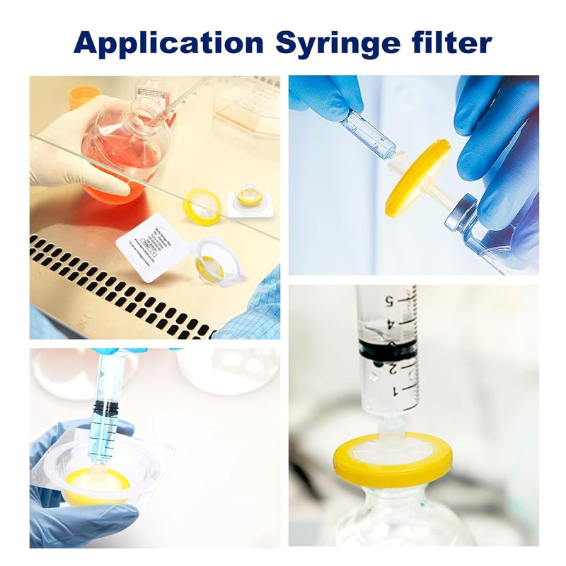 50PCS Syringe Filter PES Hydrophilic Filtration Sterile Lab Filters 0.22μm 13mm Membrane Diameter Individually Packed Yellow (13mm-0.22um) PES-13MM-0.22UM 50