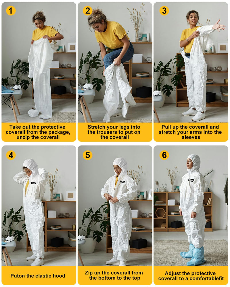 Hazmat Suit Disposable Coverall | Full Body Painters Suit in 7 Sizes with Multiple Specifications for Men & Women