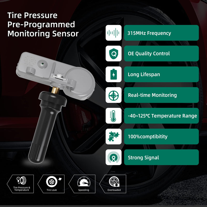 TPMS Sensor, 315MHZ Tire Pressure Monitor System for Buick | GMC | Chevy | Cadillac Replace#13581558 13598771,13598772,13586335,20923680 13581558 one sensor