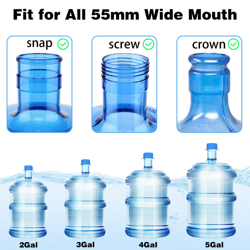 U-Goforst [4 PCS] 3 & 5 Gallon Water Jug Cap - 55mm Food Grade Silicone Reusable Bottle Cover for Standard/Screw/Crown Tops, Dispenser Replacement Lids, Non Spill & Leak Free 4 Pack 4 PCS