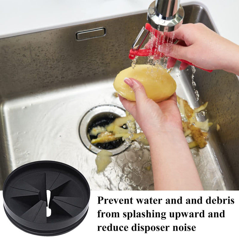 Garbage Disposal Splash Guards 3 3/8" Sink Baffle QCB-AM Replacement for InSinkErator Evolution Series, Upgraded Removable Quiet Collar Drain Plugs, Garbage Disposer Accessories, Black Deep Black - 1 Pack