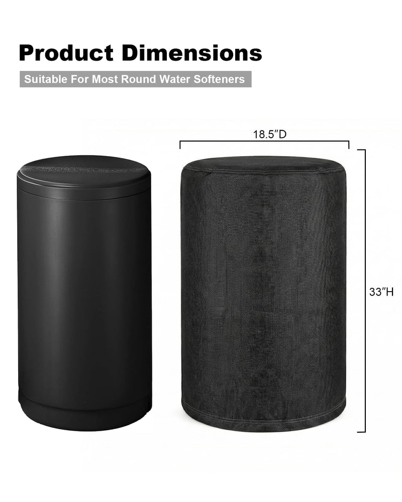 Deosk 18.5"X33" Cover For Water Softener Salt Brine Tank, Outdoor Waterproof Home Water Softener Storage Covers-Round Salt Brine Tank Protective Cover With Zipper And Adjustable Drawstring(Black) Black 18.5"X33"