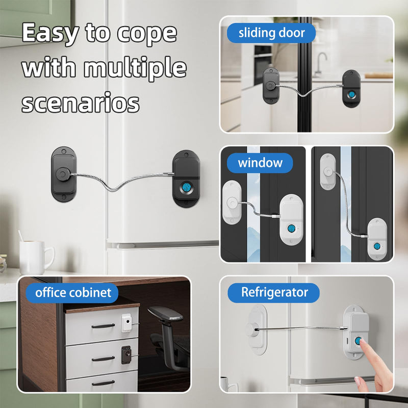 Fingerprint Fridge Lock, Refrigerator Lock with Fingerprint, for Fridge, Cabinet Locks, Drawers, Dishwasher, Toilet and Cabinet Locks Baby Proofing, 3M Adhesive No Drilling (Black) Black 1 pack