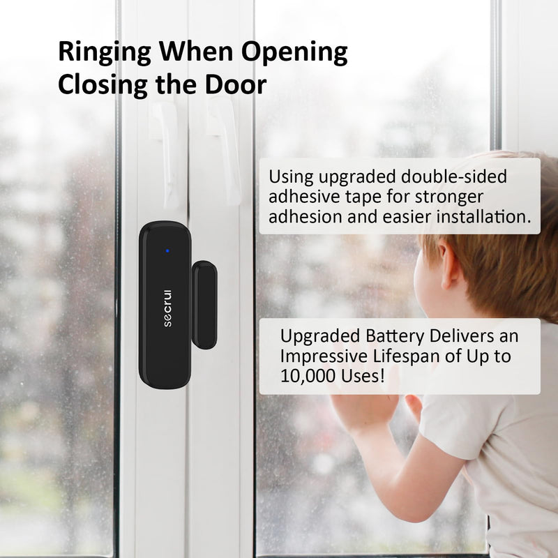 SECRUI Door Chime, Wireless Door Chimes When Door Open Entry for Business/Home/Office/Store (500ft Range 32 Chimes Adjustable Volume) Door Ringer Alert Buzzer Alarm with - 1 sensors 1 sensor 1 receiver Black