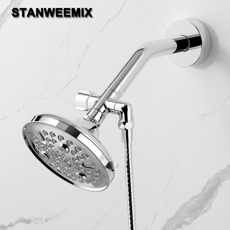 Solid Brass 3 Way Shower Arm Diverter Valve for Handheld Shower Head and Fixed Spray Head, G1/2 Universal Bathroom System Component Replacement Part (Chrome Finish) Chrome