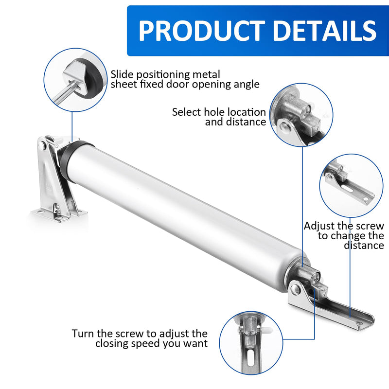 2 Pack Medium Duty Screen Door Closers Kit, Heavy Duty Pneumatic Screen & Storm Door Closer, Adjustable Pneumatic Screen Door Closer Replacement Kit for Medium and Light Weight Storm Doors