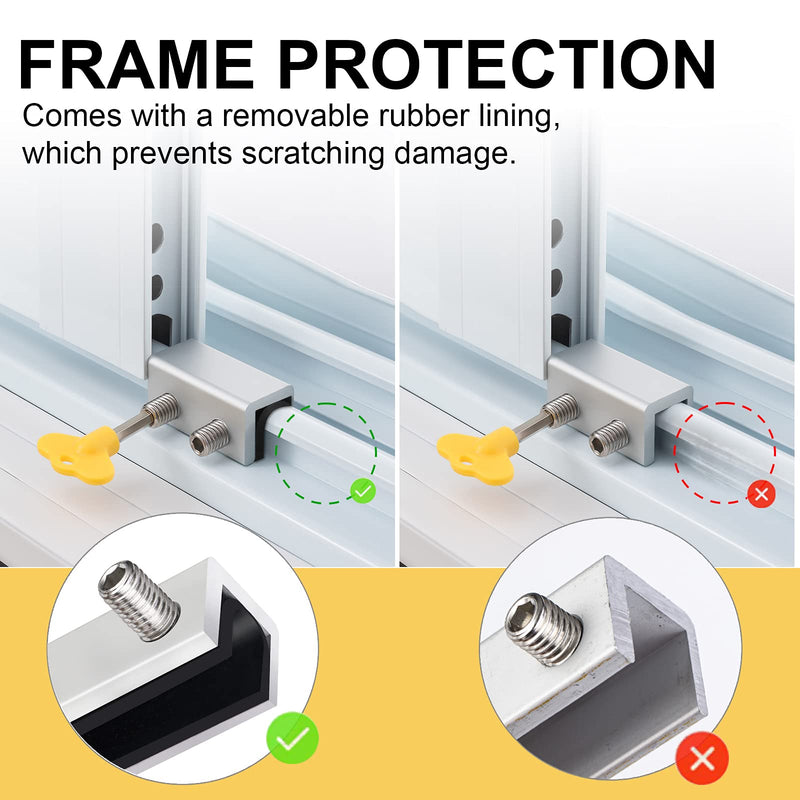 Window Locks, 4 Sets Sliding Security Window Lock with Key for Vertical & Horizontal Sliding Windows & Sliding Doors, Adjustable Window Locks Security Window Stoppers for Patio Bedroom Home and Office 4 Set Double Lock