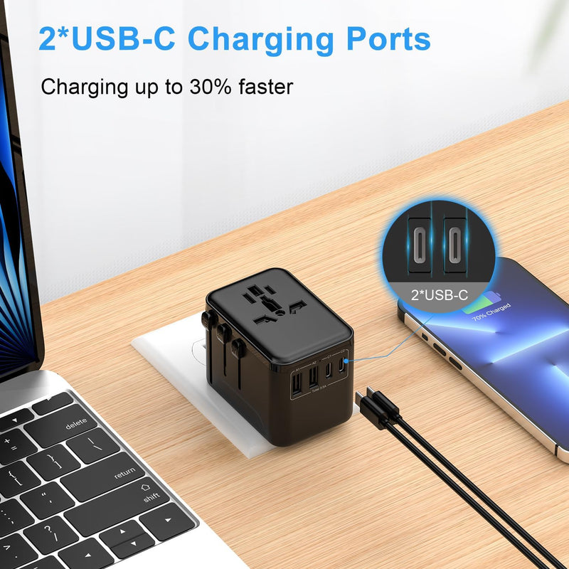 EPICKA Universal Travel Adapter, International Power Plug Adapter with 3 USB-C and 2 USB-A Ports, All-in-One Worldwide Wall Charger for USA EU UK AUS (TA-105C, Black) 1