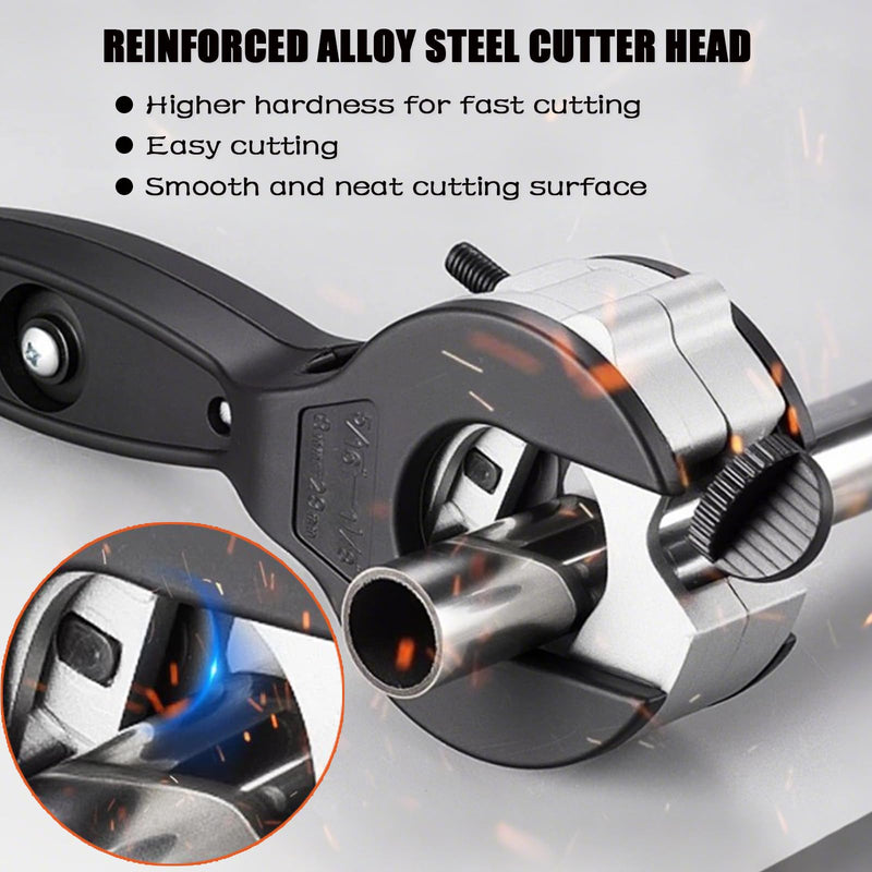 Ratcheting Tubing Cutters, Tubing Cutter 5/16" To 1 1/8", 2 in 1-360° Close Quarters Tube Compact Cutter with Deburring Tool, Pex Cutter Tool for Cutting Copper and Metal Pipes. 5/16" to 1-1/8"