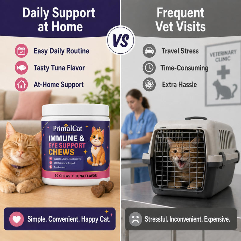 Immune & Eye Support Chews, 90 Primal Cat Immune Chews (Tuna Flavor), Cat Food, Vision Support, Supports Healthy Eyes and Immune Function (90 Chews) 90 Chews