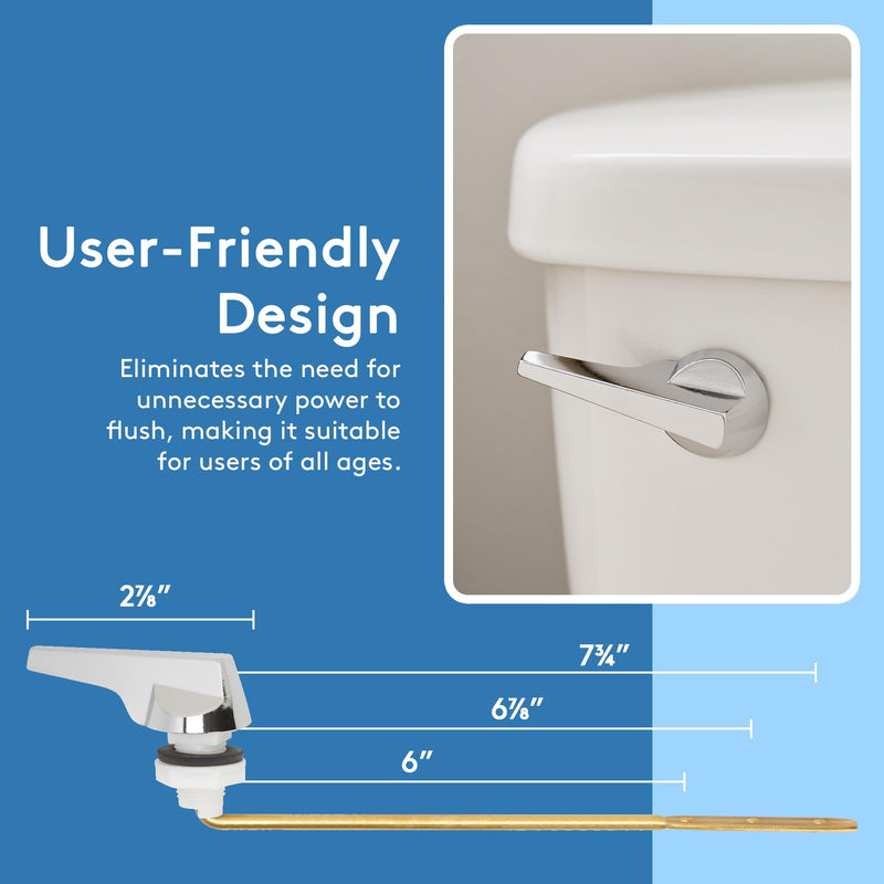 RAVINE Universal Front Mount Chrome Toilet Handle Replacement Kit with 2 Inch Toilet Flapper Replacement - Easy Install Toilet Repair Parts, Fits Most Toilet Tanks