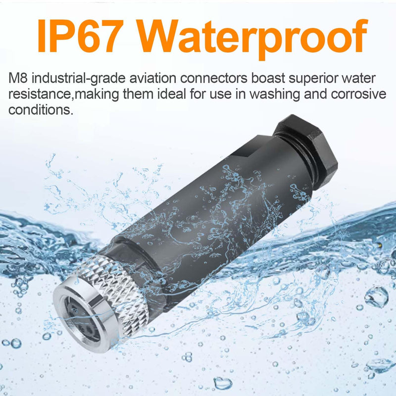 10Pcs M8 4-Pin Aviation Connector Female, Industrial A Coding Field Assembly Plug 8mm IP67 Waterproof for Circular Socket Panel Sensor M8-4Pin Female