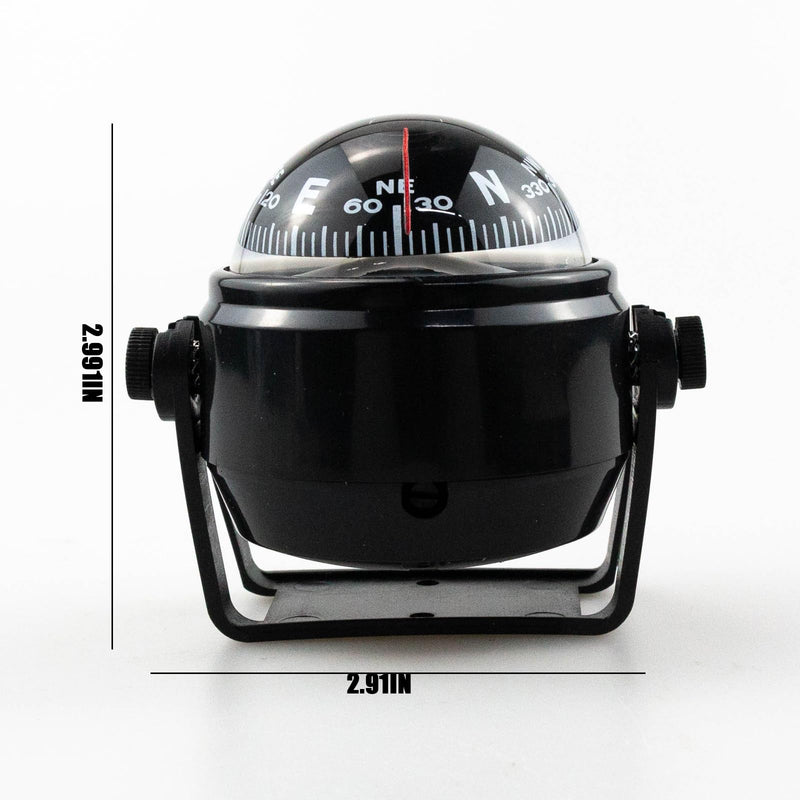 Marine Compass, Car Marine Navigation Compass with Adjustable Mounting Bracket, Car Marine Accessories, Marine RV Truck Accessories