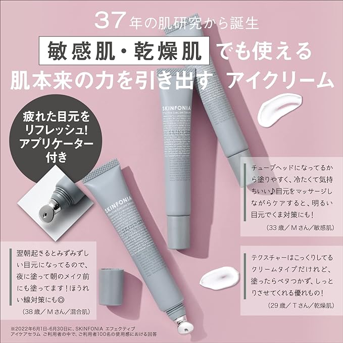 SKINFONIA Effective Eye Care Serum, 0.7 oz (20 g), Eye & Mouth Care, Highly Moisturizing, Rich Texture, High Sodium Hyaluronate, Tocopherol, - NewNest Australia