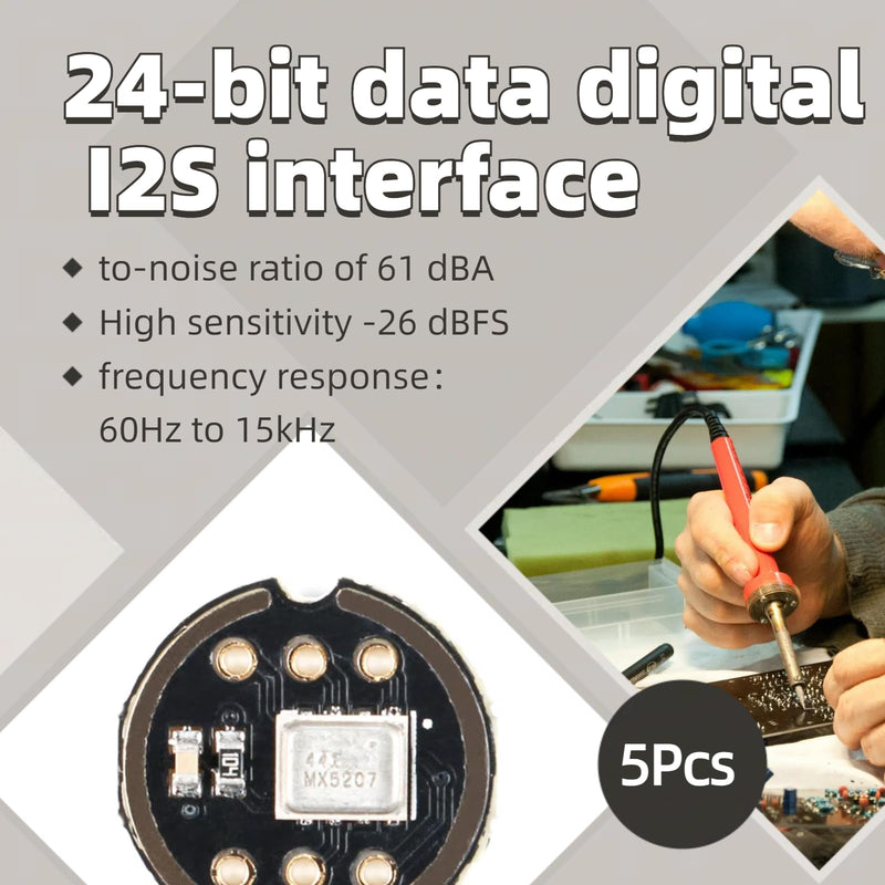 5Pcs INMP441 Omnidirectional Microphone Module MEMS I2S Interface Supports ESP32 High Precision Low Power Digital Output