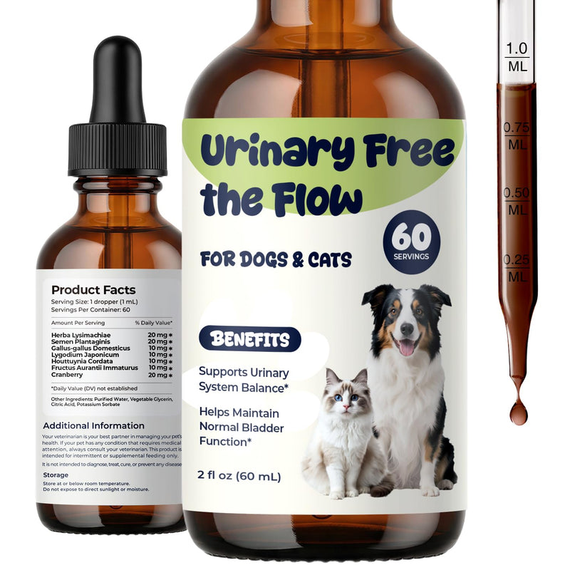 Kidney Stones Dissolver for Dogs & Cats, Urinary Tract Support Liquid Drops, Helps Reduce Crystal Build-Up & Support Healthy Urinary Flow, Bladder & Kidney Support Supplement, 2 fl oz