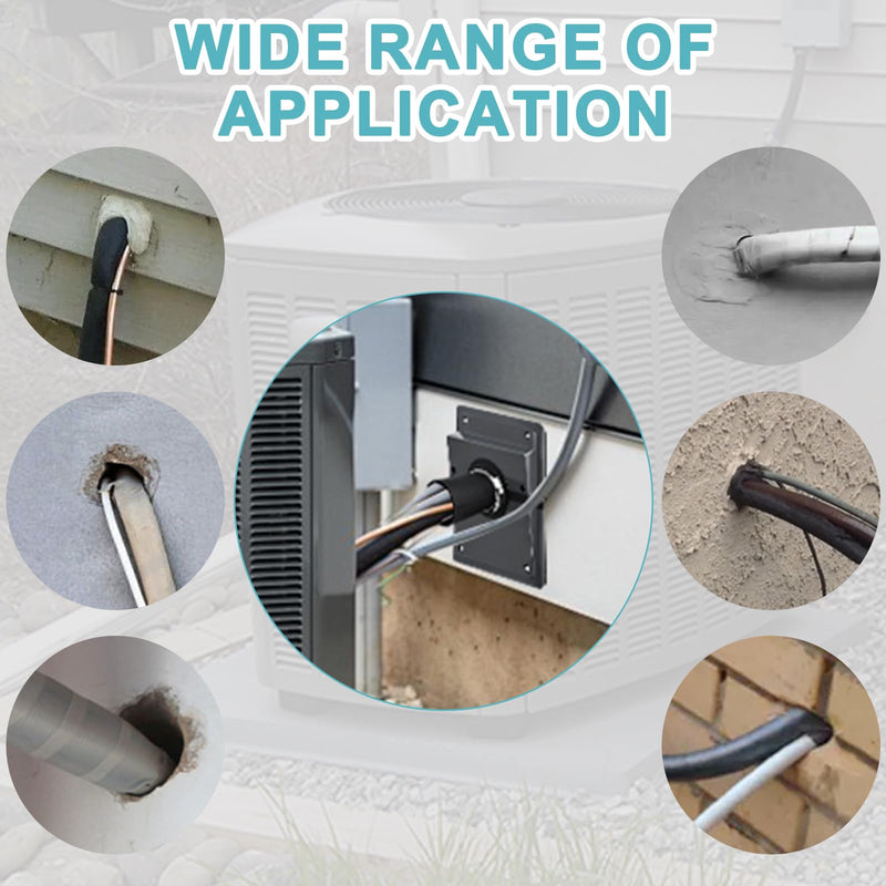 HVAC Wall Penetration & Line-Set Cover Kit with Soft Gasket, Wall Sleeve for Split AC Line Sets,HVAC Penetration Cover for Indoor & Outdoor Air Conditioner Systems, 2.36" Aperture Grey