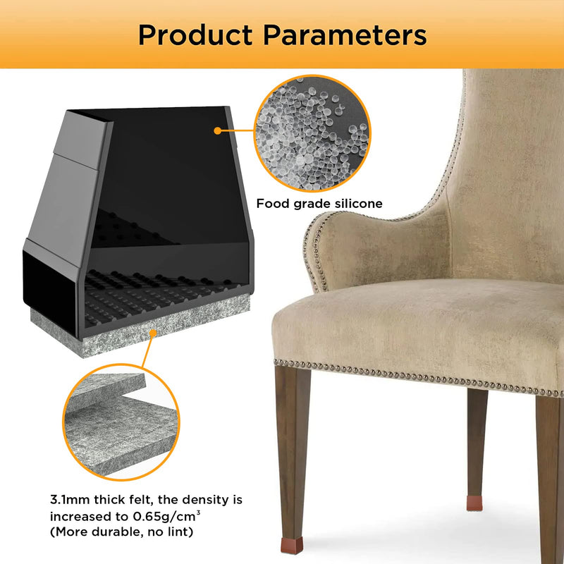 Square Chair Leg Protectors for Hardwood Floors, 24 Pcs Silicone Furniture Legs Caps to Prevent Floor from Scratches and Reduce Noise, Easy to Move,（Fit: 0.866" -1.14" Black）. Square M(0.866-1.14")