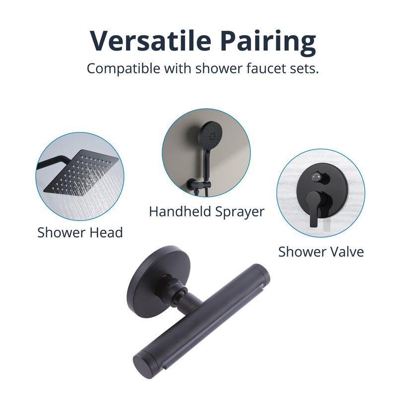 Shower Body Spray Jets, Waterfall Shower Head with High Pressure Nozzle, Wall Mount Adjustable Modern Bath Jet Set for Bathroom Luxury Massage Spa, Matte Black 6 Inch Waterfall