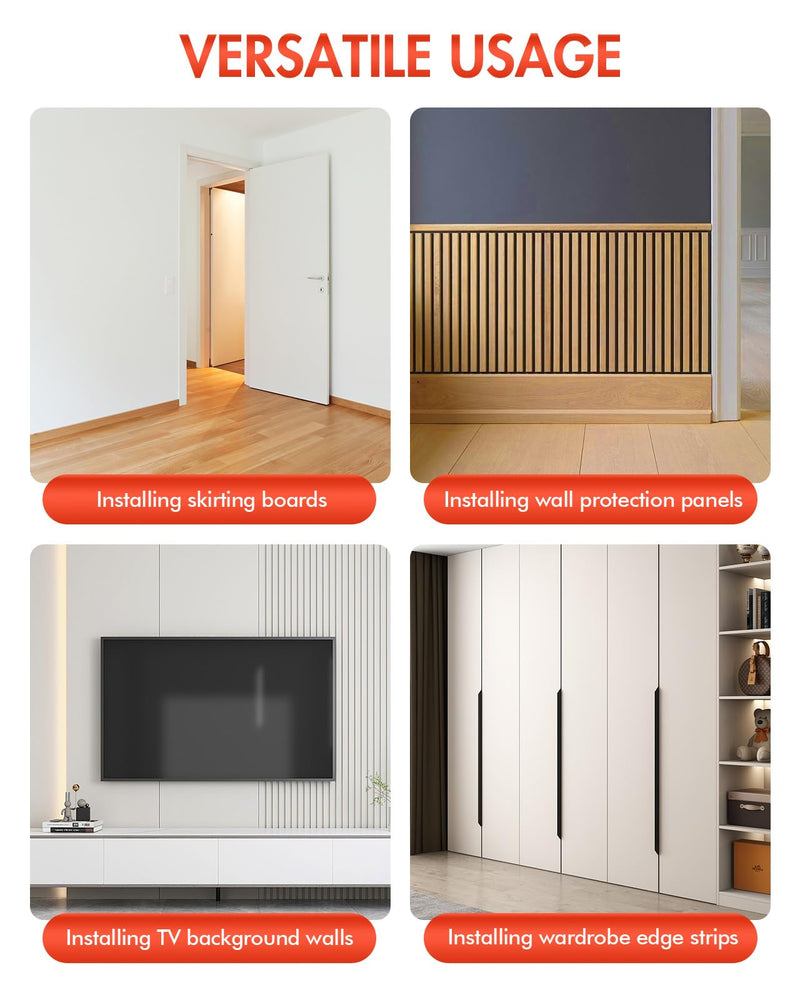 Double-Head Skirting Thread Seamless Nail, Skirting Line without Marks Nail, Seamless Nail, Invisible Security Screws,Solid Wood Baseboard Equipped with Nail Specific Sleeve Tool (240pcs+3tools) 240pcs+3tools