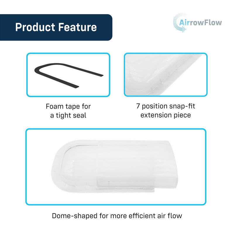 Sideways Floor Wall Air Vent Deflector for Under Furniture Heat and Air Deflecting, Fits Vents 3" - 7" Wide, Also Extends Lengthwise up to 17.5", Foam Tape for Tight Seal