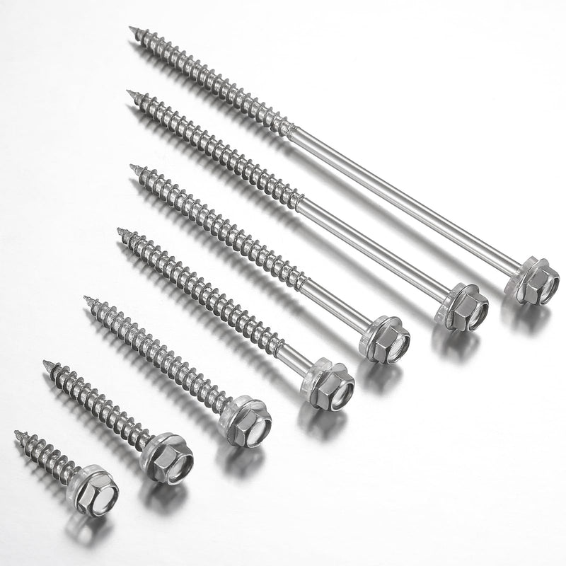 (130Pcs)#10x1-1/2" Self-Tapping Screws for Wood 410 Stainless Steel Hexagon Head Quick Tapping #10x1-1/2"