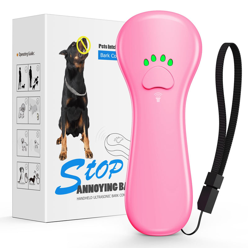 New Anti Barking Device,Dog Barking Control Devices,Rechargeable Ultrasonic Dog Bark Deterrent up to 16.4 Ft Effective Control Range Safe for Human & Dogs Portable Indoor & Outdoor(Pink)