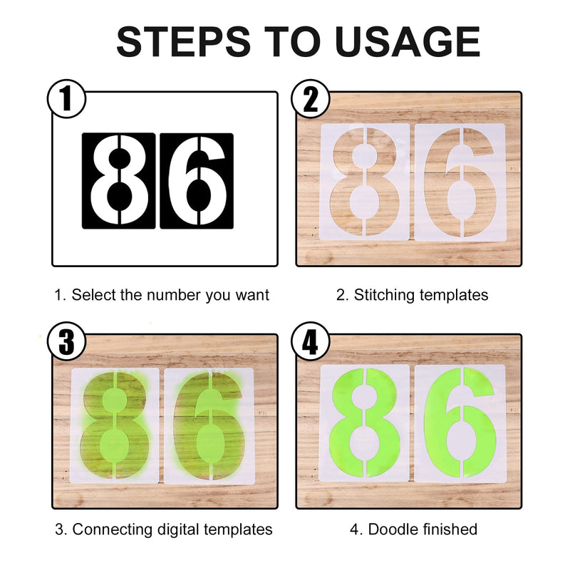AIEX 8inch Large Number Stencils, Reusable Curb Address Numbers 10pcs Plastic Parking Stencils for Painting from 0 to 9 8 Inch